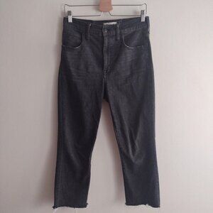 Madewell Perfect Vintage Crop Jeans 27 Black Denim w Frayed Hem